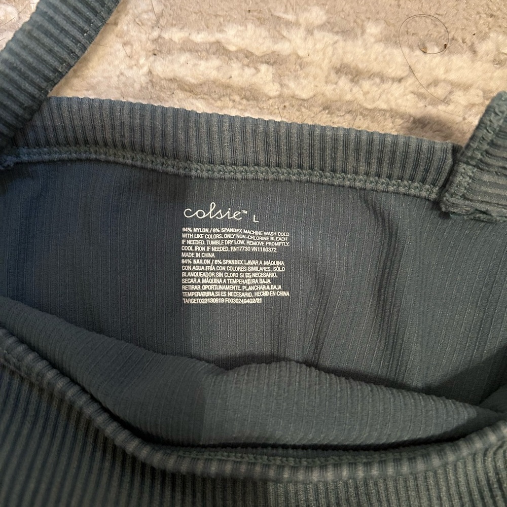Colsie Ribbed Tank in Deep Green - Picture 3 of 3